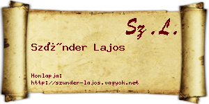 Szünder Lajos névjegykártya